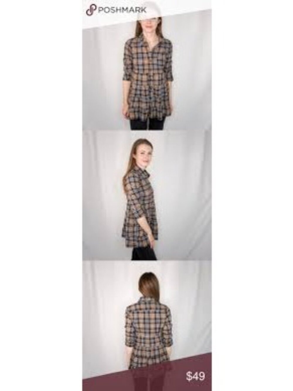 Free People Eternal Sunshine Plaid Tunic Top Size 6
